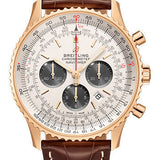 Breitling Navitimer B01 Chronograph 46 Watch - 18k Red Gold - Silver Dial - Brown Croco Strap - Folding Buckle - RB0127121G1P2