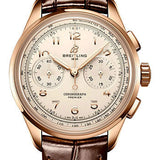 Breitling Premier B09 Chronograph 40 Watch - 18K Red Gold - Silver Dial - Brown Alligator Leather Strap - Folding Buckle - RB0930371G1P1