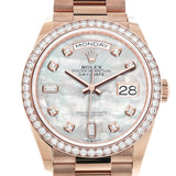 Rolex Day-Date 36 Mother of Pearl Diamond Dial Diamond Bezel 18K Everose Gold President Watch 128345RBR
