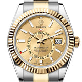 Rolex Sky Dweller 42 Champagne Dial Yellow Gold Stainless Steel Oyster Mens Watch 336933