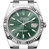 Rolex Datejust 41mm Stainless Steel Mens Watch 126334 Green Fluted Dial with Oyster Bracelet