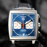 Tag Heuer Monaco CW2113 38MM Blue Dial Full Set WARRANTY