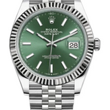 Rolex DateJust Oyster 41 mm Oystersteel Mint Green Dial Fluted Bezel Jubilee Bracelet (Reference # 126334)