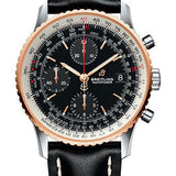 Breitling Navitimer 1 Chronograph 41 Watch - Steel and Red Gold Case - Black Dial - Black Leather Strap - U13324211B1X1