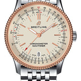 Breitling Navitimer 1 Automatic 38 Watch - Steel and Red Gold Case - Silver Dial - Steel Navitimer Bracelet - U17325211G1A1