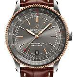 Breitling Navitimer Automatic 41 Watch - Steel and 18K Red Gold - Anthracite Dial - Brown Alligator Leather Strap - Tang Buckle - U17326121M1P1