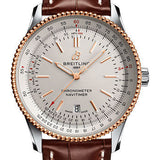 Breitling Navitimer Automatic 41 Watch - Steel & Red Gold - Silver Dial - Brown Croco Strap - Tang Buckle - U17326211G1P1