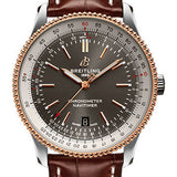 Breitling Navitimer Automatic 41 Watch - Steel & Red Gold - Anthracite Dial - Brown Croco Strap - Tang Buckle - U17326211M1P1