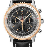 Breitling Navitimer B01 Chronograph 43 Watch - Steel & Red Gold - Stratos Gray Dial - Black Croco Strap - Folding Buckle - UB0121211F1P2