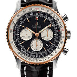 Breitling Navitimer 1 B01 Chronograph 46 Watch - Steel and Red Gold Case - Black Dial - Black Croco Strap - UB0127211B1P1