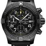 Breitling Avenger Chronograph 45 Night Mission Watch - DLC-Coated Titanium - Black Dial - Anthracite Calfskin Leather Strap - Tang Buckle - V13317101B1X1