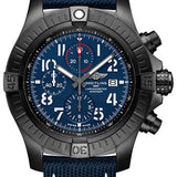 Breitling Super Avenger Chronograph 48 Night Mission Watch - DLC-Coated Titanium - Blue Dial - Blue Calfskin Leather Strap - Tang Buckle - V13375101C1X1