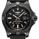 Breitling Avenger Blackbird Watch - Black Titanium - Volcano Black Dial - Black Military Strap - Tang Buckle - V17310101B1W1