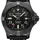 Breitling Avenger Automatic 45 Seawolf Night Mission Watch - DLC-Coated Titanium - Black Dial - Anthracite Calfskin Leather Strap - Tang Buckle - V17319101B1X1