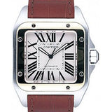 Cartier Santos 100 Watch - Large Steel and Gold Case - Alligator Strap - W20072X7