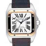 Cartier Santos 100 Watch - Medium Steel and Gold Case - Alligator Strap - W20107X7