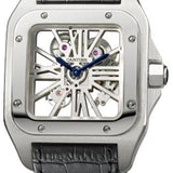 Cartier Santos 100 Skeleton Limited Edition Watch - Extra large Palladium Case - Alligator Strap - W2020018