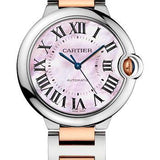 Cartier Ballon Bleu de Cartier Watch - 36 mm Steel Case - Pink Gold Bezel - Pink Mother-Of-Pearl Dial - W2BB0011