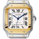 Cartier Santos de Cartier Watch - 35.1 mm Yellow Gold And Steel Case - Silvered Dial - Steel Bracelet - W2SA0016