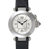 Cartier Miss Pasha Watch - 27 mm Steel Case - Silvered Dial - Toile De Moire Strap - W3140025