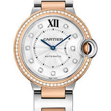 Cartier Ballon Bleu de Cartier Watch - 36 mm Steel Case - Pink Gold Diamond Bezel - Diamond Dial - W3BB0004