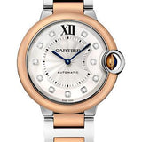 Cartier Ballon Bleu de Cartier Watch - 36 mm Steel Case - Pink Gold Bezel - Diamond Dial - W3BB0007