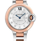 Cartier Ballon Bleu de Cartier Watch - 33 mm Steel and Rose Gold Case - Silvered Diamond Dial - Interchangeable Two-Tone Bracelet - W3BB0021