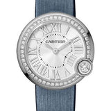 Cartier Ballon Blanc de Cartier Watch - 30 mm Steel Diamond Case - Silver Dial - Calfskin Strap - W4BL0003