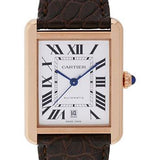 Cartier Tank Solo Extra Large Model Watch - 31 x 40.8 mm Pink Gold And Steel Case - Matt Brown Alligator Strap - W5200026