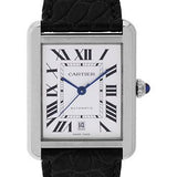 Cartier Tank Solo Extra Large Model Watch - 31 x 40.85 mm Steel Case - Black Alligator Strap - W5200027