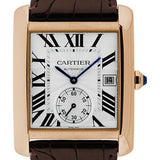 Cartier Tank MC Watch - 34.3 mm Pink Gold Case - Silvered Dial - Dark Brown Alligator Strap - W5330001