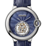 Cartier Ballon Bleu De Cartier Watch - 39 mm White Gold Case - Blue Dial - Dark Blue Alligator Strap - W6920105