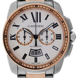 Cartier Calibre de Cartier Chronograph Watch - 42 mm Steel And Pink Gold Case - Silver Dial - W7100042