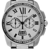 Cartier Calibre de Cartier Chronograph Watch - 42 mm Steel Case - Silver Dial - W7100045