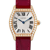 Cartier Tortue Watch - 30 mm Pink Gold Diamond Case - Bordeaux Alligator Strap - WA501006