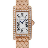 Cartier Tank Americaine Small Model Watch - 19 x 34.8 mm Pink Gold Diamond Case - WB710008