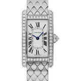 Cartier Tank Americaine Small Model Watch - 19 x 34.8 mm White Gold Diamond Case - WB710009