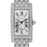 Cartier Tank Americaine Medium Model Watch - 41.6 x 22.6 mm White Gold Diamond Case - White Gold In Bracelet - WB710011