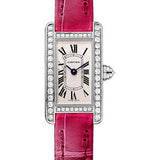 Cartier Tank Americaine Watch - 27 mm White Gold Diamond Case - Diamond Bezel - Diamond Dial - Pink Strap - WB710015