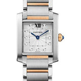 Cartier Tank Francaise Watch - 30.4 mm Pink Gold Case - Diamond Dial - Steel Bracelet - WE110005