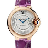 Cartier Ballon Bleu de Cartier Watch - 33 mm Pink Gold Case - Diamond Dial - Purple Alligator Strap - WE902040