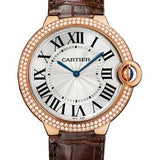 Cartier Ballon Bleu De Cartier Watch - 40 mm Pink Gold Diamond Case - Diamond Bezel - Diamond Dial - Brown Alligator Strap - WE902055