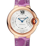 Cartier Ballon Bleu de Cartier Watch - 33 mm Pink Gold Case - Purple Alligator Strap - WE902063