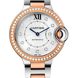 Cartier Ballon Bleu De Cartier Watch - 33 mm Pink Gold Case - Diamond Dial - Steel Bracelet - WE902077