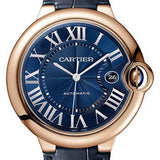 Cartier Ballon Bleu de Cartier Watch - 42 mm Pink Gold Case - Blue Dial - Navy Blue Leather Strap - WGBB0036