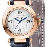 Cartier Pasha de Cartier Watch - 35 mm Pink Gold Case - Silver Dial - Navy Blue And Gray Alligator Straps - WGPA0014