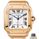 Cartier Santos de Cartier Watch - 39.8 mm Pink Gold Case - Silvered Dial - Allilgator Strap - WGSA0007