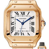 Cartier Santos de Cartier Watch - 35.1 mm Pink Gold Case - Silvered Dial - Allilgator Strap - WGSA0008