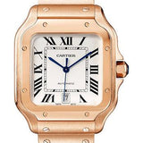 Cartier Santos de Cartier Watch - 39.8 mm Rose Gold Case - Silvered Opaline Dial - Alligator Skin Bracelet - WGSA0018