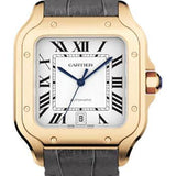 Cartier Santos de Cartier Watch - 39.8 mm Pink Gold Case - Silvered Dial - Alligator And Calfskin Strap - WGSA0019